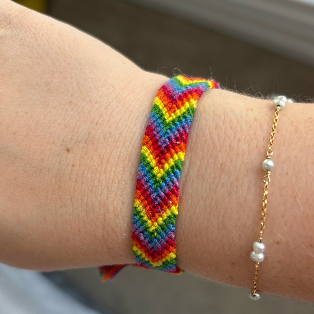 Rainbow Chevron Adjustable Friendship Bracelet